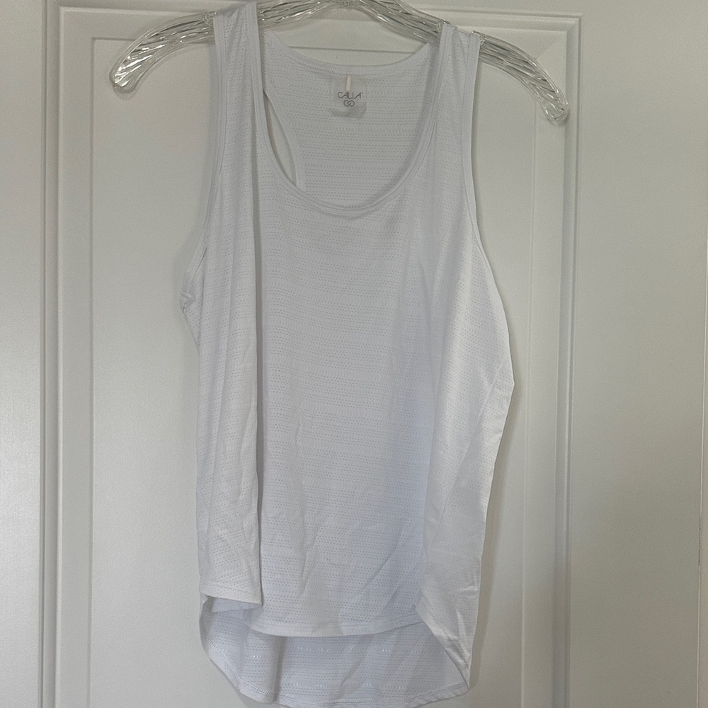 CALIA by Carrie Underwood White Perforated Racerback Tank